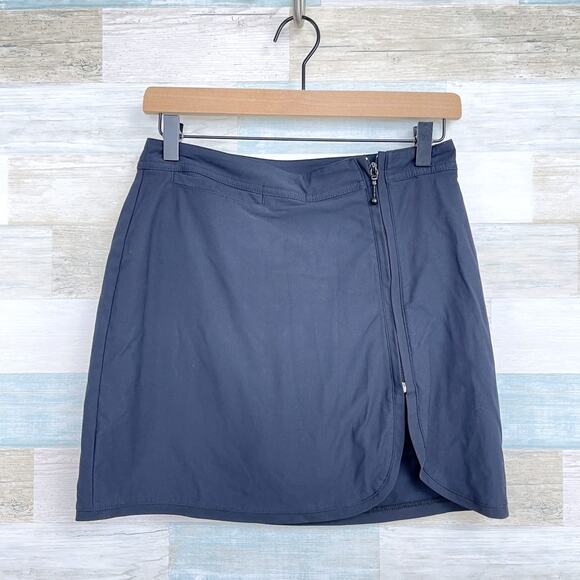 Ashworth Golf Performance Skort Solid Black Pockets Stretch Zip Slit Womens 2 - Picture 1 of 9